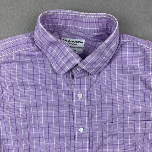 Spier & Mackay Mens Shirt XL Purple Plaid Button Up Long Sleeve Handmade Custom - Picture 2 of 7